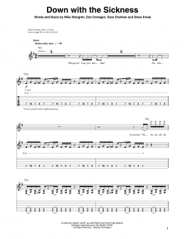 page one of Down With The Sickness (Guitar Tab (Single Guitar))