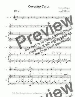 page one of Coventry Carol (Tenor Saxophone and Piano)