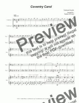 page one of Coventry Carol (Trombone Duet)