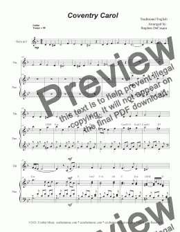page one of Coventry Carol (French Horn solo and Piano)