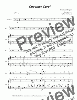 page one of Coventry Carol (Trombone solo and Piano)
