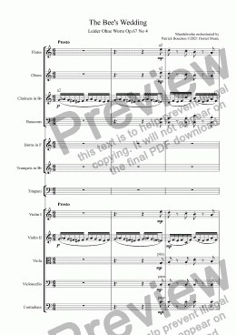 page one of Mendelssohn -The Bee's Wedding for Orchestra