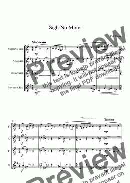 page one of Sigh No More - Saxophone Quartet