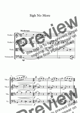 page one of Sigh No More - String Quartet