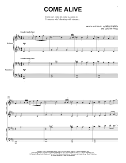 page one of Come Alive (from The Greatest Showman) (Piano Duet)