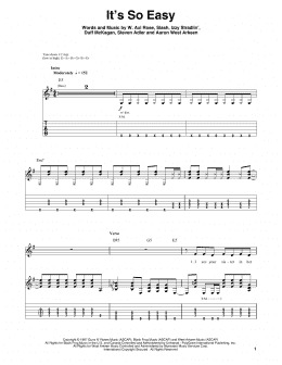 page one of It's So Easy (Guitar Tab (Single Guitar))