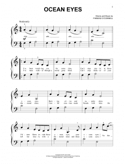 page one of ocean eyes (Beginning Piano Solo)