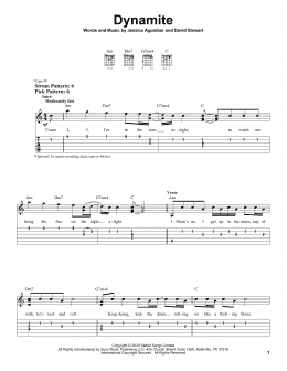 page one of Dynamite (Easy Guitar Tab)