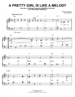 page one of A Pretty Girl Is Like A Melody (Easy Piano Solo)