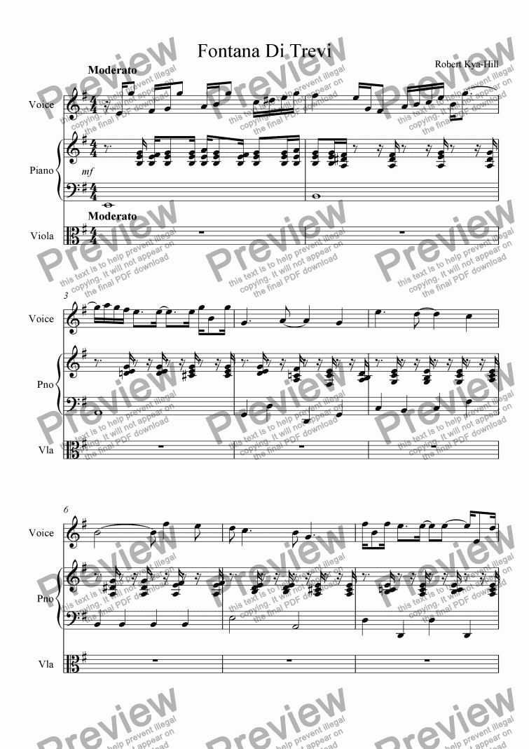 page one of Fontana Di Trevi [Voice, Piano, and Viola]