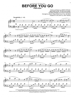 page one of Before You Go (Piano Solo)