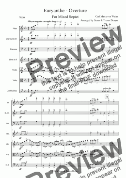 page one of Euryanthe Overture - Weber - Mixed Septet - Score