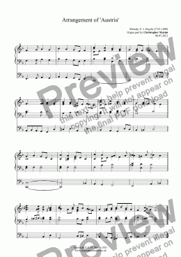 page one of Last verse arrangement of 'Austria'