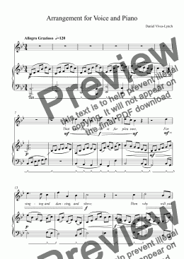 page one of Arrangement for Voice and Piano