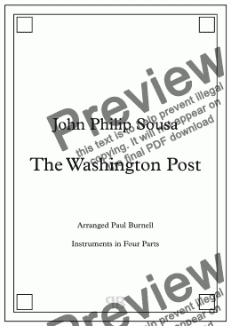 page one of The Washington Post, arranged for instruments in four parts – Score and Parts