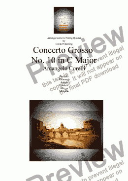 page one of CORELLI, A. - Concerto Grosso No. 10 in C Major - arr. for String Quartet by Gerald Manning