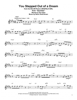 page one of You Stepped Out Of A Dream (from Ziegfeld Girl) (Alto Sax Transcription)