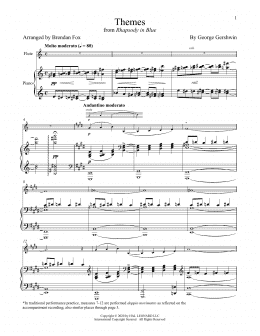 page one of Rhapsody In Blue (Themes) (Flute and Piano)