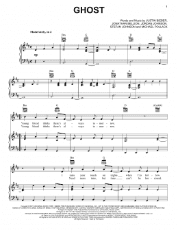 page one of Ghost (Piano, Vocal & Guitar Chords (Right-Hand Melody))