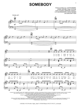 page one of Somebody (Piano, Vocal & Guitar Chords (Right-Hand Melody))