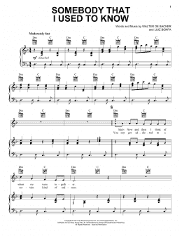 page one of Somebody That I Used To Know (feat. Kimbra) (Piano, Vocal & Guitar Chords (Right-Hand Melody))