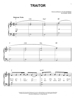 traitor (Easy Piano) - Print Sheet Music Now