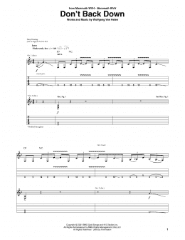page one of Don't Back Down (Guitar Tab)