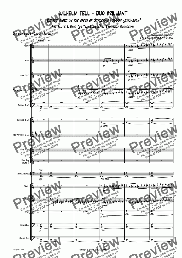 page one of Rossini - "WILHELM TELL - DUO BRILLIANT" for Flute, Oboe & Orchestra