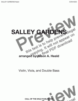 page one of "Salley Gardens" for violin, viola, and double bass
