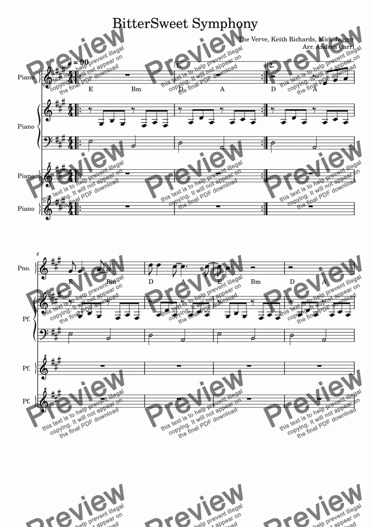 Bittersweet Symphony Download Sheet Music Pdf File