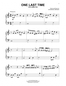 page one of One Last Time (from Hamilton) (Beginning Piano Solo)