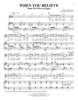 page one of When You Believe [Solo version] (from The Prince Of Egypt) (Piano & Vocal)