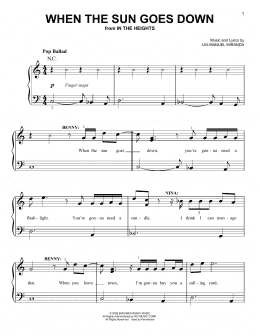 page one of When The Sun Goes Down (from In The Heights: The Musical) (Easy Piano)