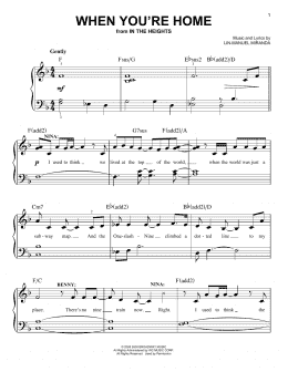 page one of When You're Home (from In The Heights: The Musical) (Easy Piano)