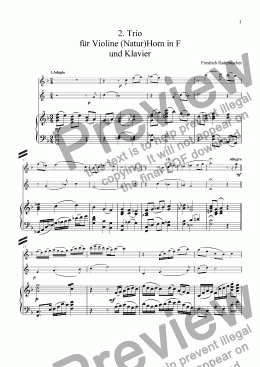 page one of 2. Trio für Violine, (Natur)Horn in F und Es und Klavier