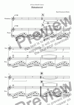 page one of Amanecer (Vibraphone and Piano)