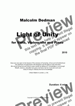 page one of Light of Unity, with viola