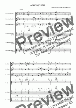page one of Amazing Grace for Guitar Trio (with TAB)