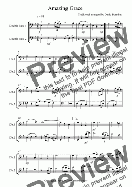 page one of Amazing Grace for Double Bass Duet
