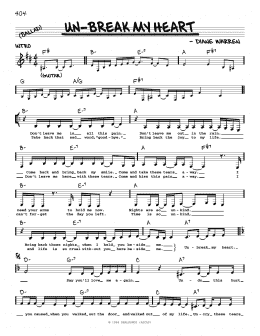 page one of Un-break My Heart (Real Book – Melody, Lyrics & Chords)