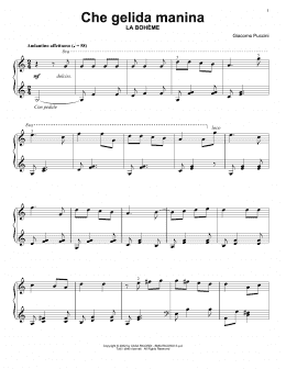page one of Che Gelida Manina (Easy Piano Solo)