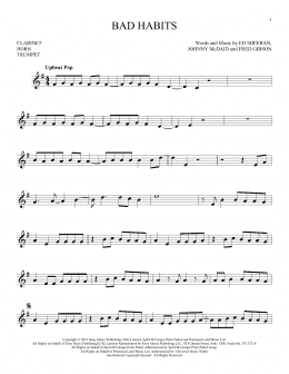 page one of Bad Habits (Instrumental Solo – Treble Clef Low Range)