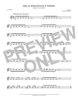 page one of Mia & Sebastian's Theme (from La La Land) (Clarinet Solo)