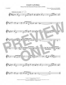 page one of Easy Living (Clarinet Solo)
