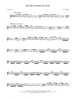 page one of River Flows In You (Clarinet Solo)