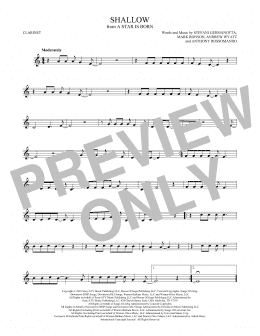page one of Shallow (from A Star Is Born) (Clarinet Solo)