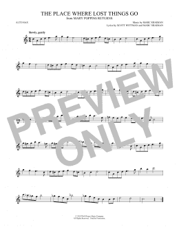 page one of The Place Where Lost Things Go (from Mary Poppins Returns) (Alto Sax Solo)