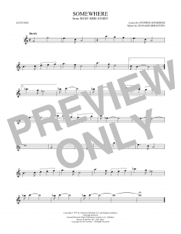 page one of Somewhere (from West Side Story) (Alto Sax Solo)