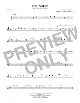page one of Somewhere (from West Side Story) (Tenor Sax Solo)