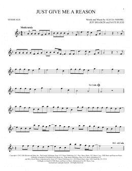 page one of Just Give Me A Reason (feat. Nate Ruess) (Tenor Sax Solo)